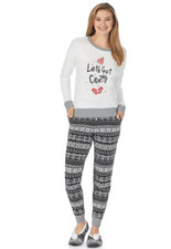 Cuddl Duds Womens Black White Pockets Socks Jogger Pajamas 3 Pc Sets Sz S New