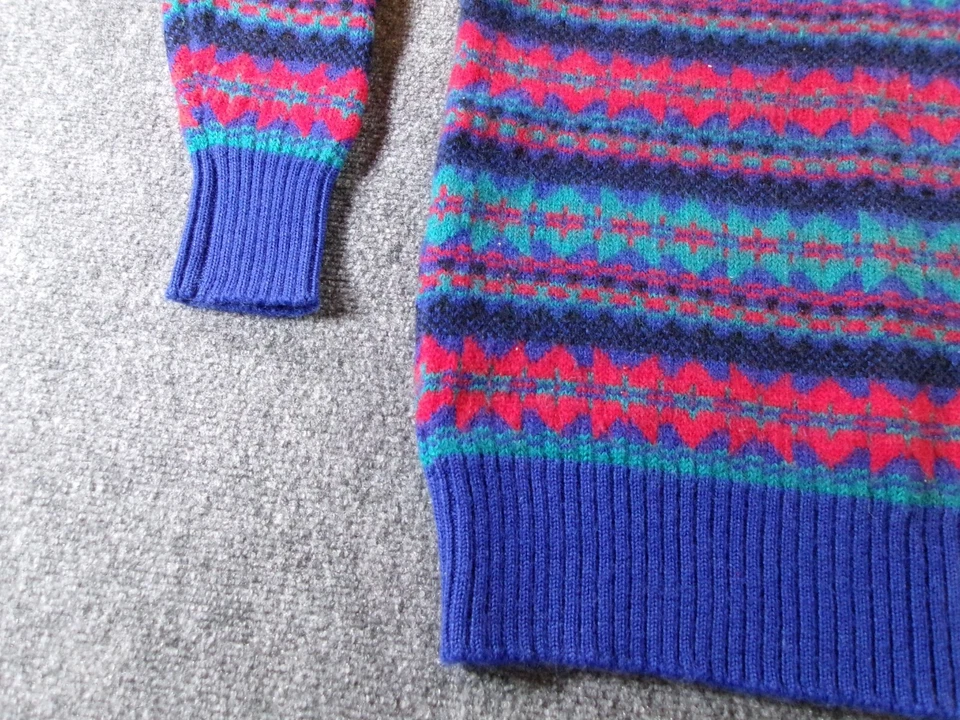 VINTAGE 80s LL Bean Sweater Womens Medium Blue Worsted Wool Crew Neck Pullover M - Image 4 of 4