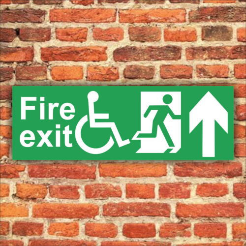 DISABLED FIRE EXIT SIGN LEFT DOWN ARROW Plastic Boards or Stickers All Sizes - Picture 7 of 22