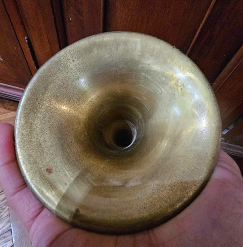 Vtg Brass U.S Regulation Bugle Horn Instrument w/ Mouthpiece Military 18"- A54 - Zdjęcie 4 z 10