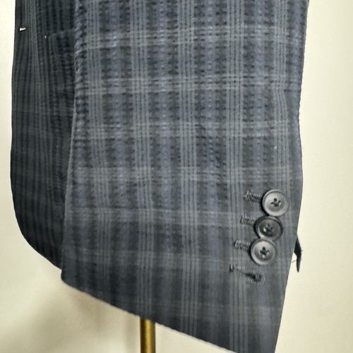 Johnston & Murphy Sport Coat Blazer M 38R Mens Gray Check Cotton Stretch - Picture 5 of 13