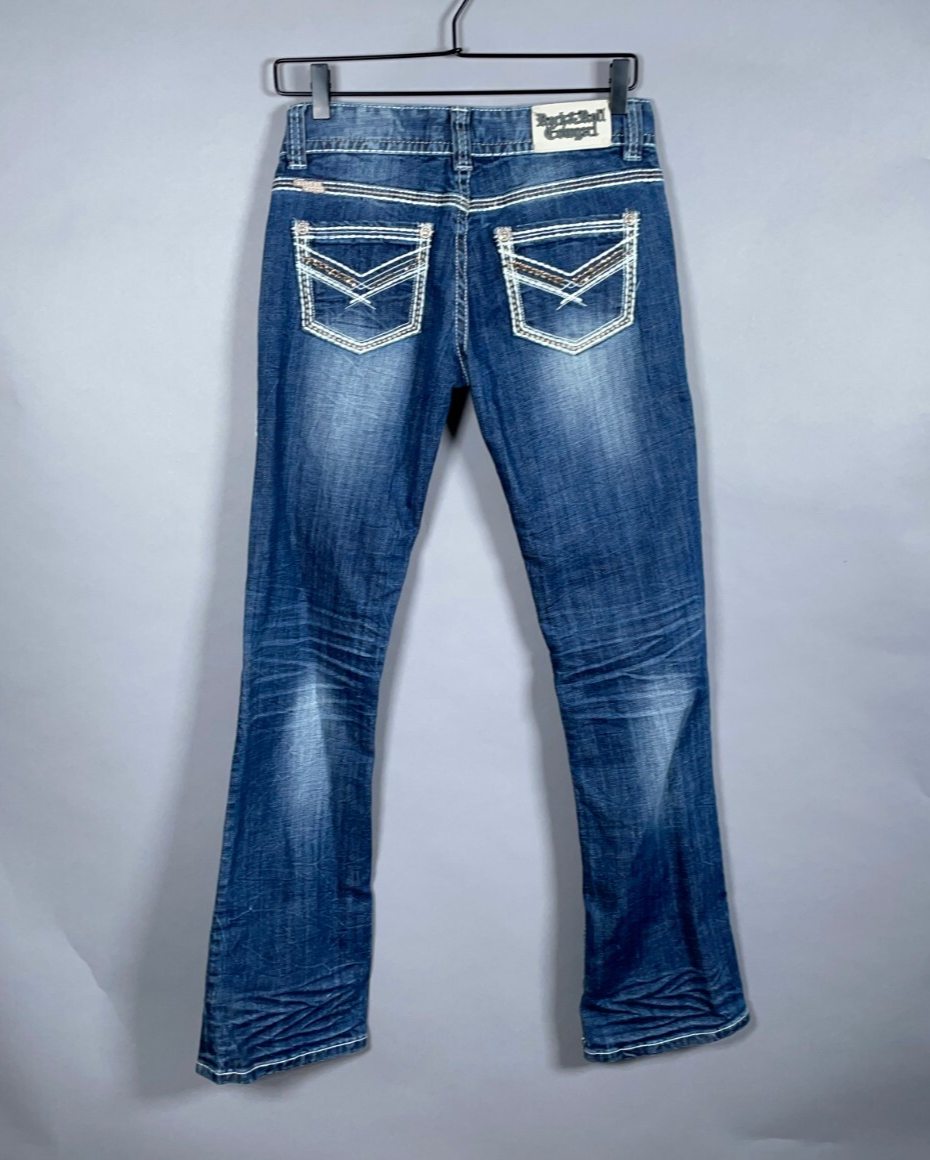 Rock & Roll Cowgirl Low Rise Bootcut Jeans Womens 27 x 34 (30/32.5