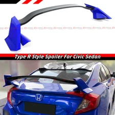 FOR 2016-2021 HONDA CIVIC 4 DOOR SEDAN 2 TONE BLUE BLK TYPE R STYLE SPOILER WING