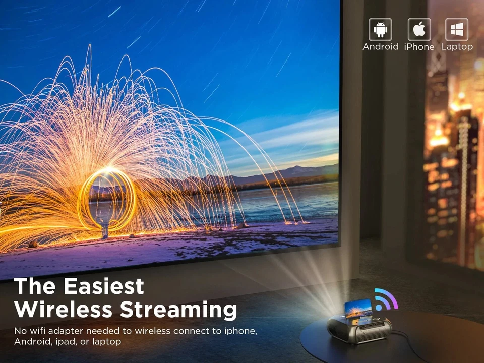 Projektor Nativer 720P 5500 Lux LCD-Projektor Unterstützt Android OS Bildschirm - Bild 3 von 4