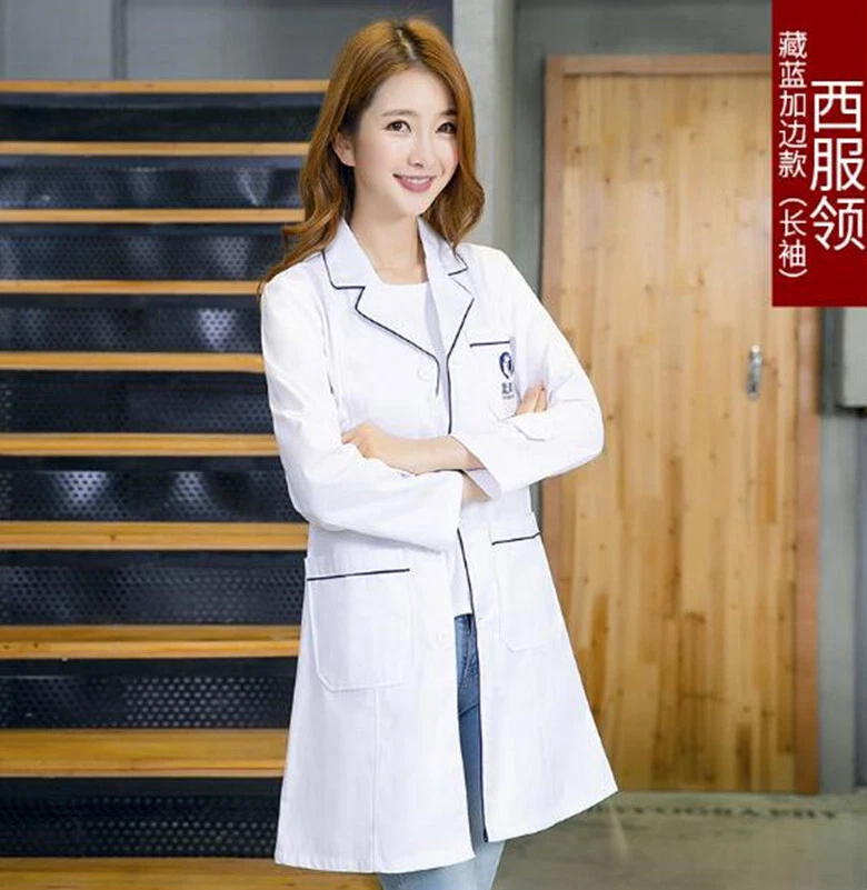 New Women Nurse Female Doctor White Dress Beautician Lab Coat Work Clothes (Rim) - Image 4 of 4