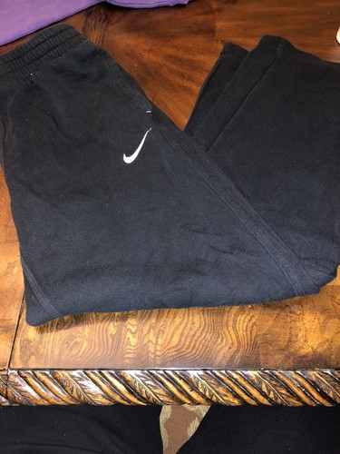 Nike Cotton Sweatpants With Pockets Youth Size Large White Swoosh Straight Leg - Picture 3 of 11