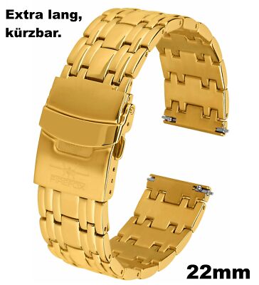 FIREFOX Uhrenarmband 22mm echt massiv Edelstahl gelb gold quick change release