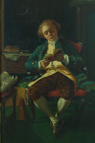Painting Antique St.Meissonier Portrait Man Drive Book Smoker Tavern X 2 - Picture 6 of 15