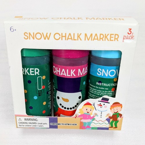 Snow Chalk Marker Set of 6 Snow Writing Drawing Pink Purple Teal Red Blue Yellow - Picture 4 of 7