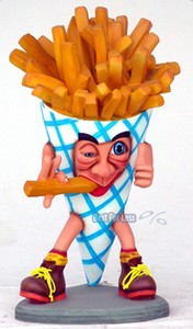 Pommes Tute Deko Werbung Imbiss Wagen F Verkaufstresen Mann