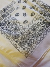 NEW Lot of 3 100 COTTON White w/blk PRINT SCARF BANDANA HANDKERCHIEF Non-smoker
