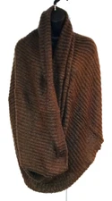 ARTIZAN Robin Barre 68" x 34" Brown/Metallic Ribbed Knit Scarf Men Women Unisex