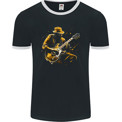 Jazz Gitarre Player Gitarrist Herren Ringer Maglietta Fotl
