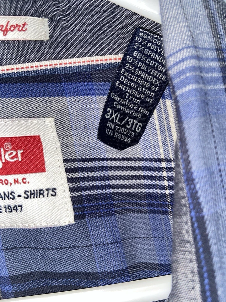 Wrangler Men’s Western Shirt Size 3X Plaid Long Sleeve Trucker Pocket Farm - Image 4 of 4