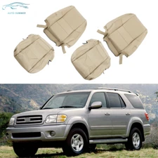 Leather Tan Driver+Passenger Bottom+Top Seat Cover For 2000-2007 Toyota Sequoia