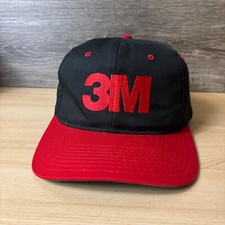 Vintage 3M Hat Cap Snap Back Black Racing Adjustable