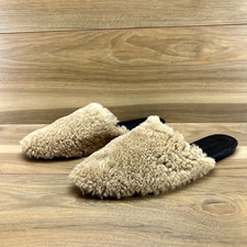 Jenni Kayne Shearling Slip On Mules 11 EU 41 Natural Fur Flats