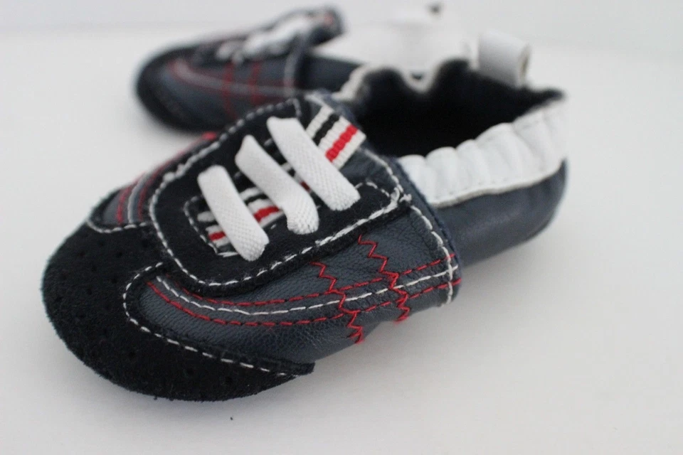 ZAPATOS para cuna bebé bebé Koala ~ informales ~ negros/blancos ~ costuras rojas ~ talla 6-12 meses Foto 3 de 4