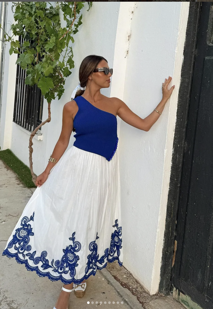 NWT_ZARA SS24 CONTRAST EMBROIDERED SKIRT ZW COLLECTION WHITE NWT_ZARA SS24 CONTRAST EMBROIDERED SKIRT ZW COLLECTION WHITE