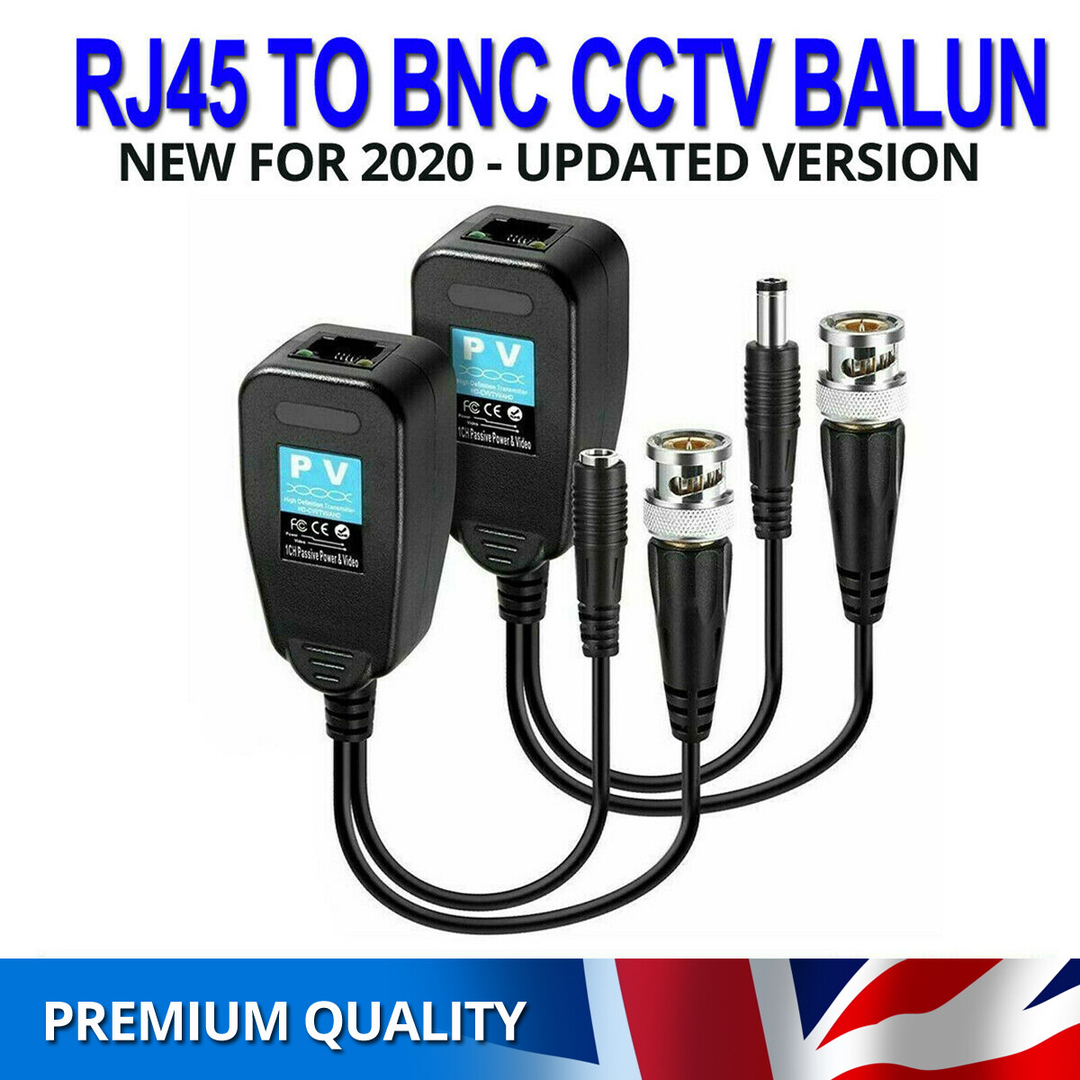 RJ45 BNC CAT5 CCTV CAMERA VIDEO BALUN DC JACK PLUG TVI HIKVISION SWANN  COAXIAL