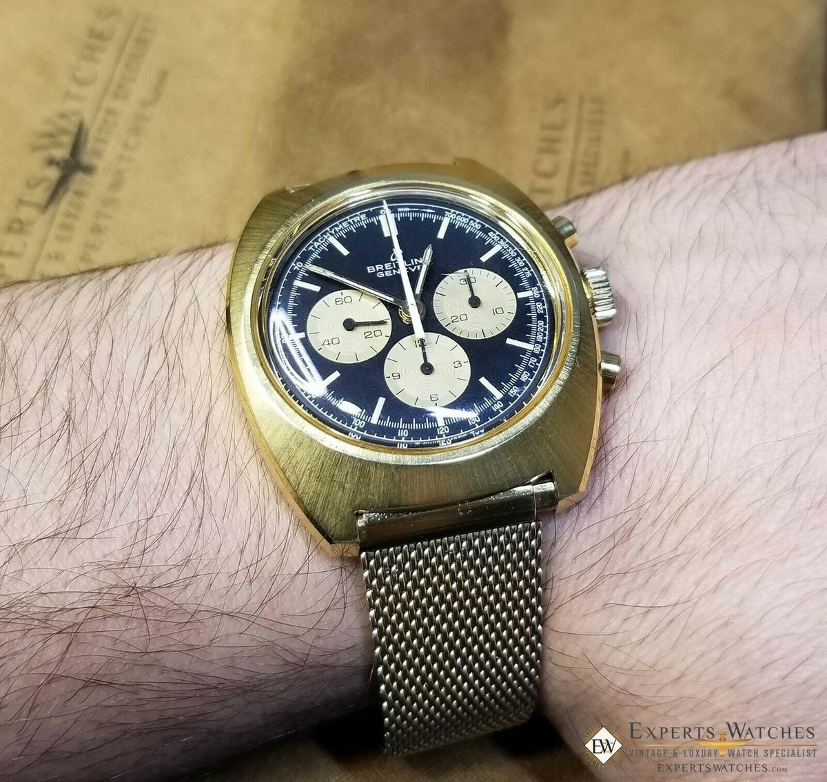 Rare Vintage Breitling 9657 Chronograph 1970's Lemania 1873 Gold