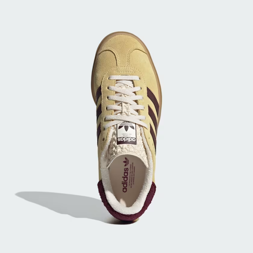 ★adidas★ Gazelle Bold W Yellow Brown IF5937 Adidas Originals Women's Yellow Maroon Gazelle Bold Shoes