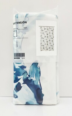 Ikea VATTENSJÖN VATTENSJON Shower Curtain, White Blue Fish 71'' x 71'' - NEW