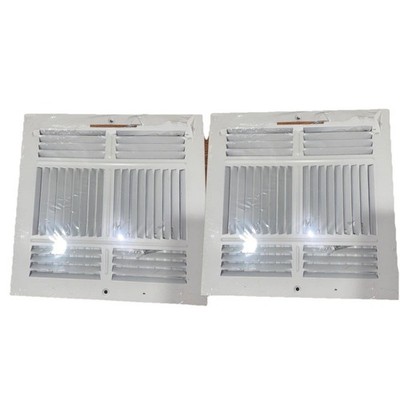 12 in. x 12 in. 6-Way Steel Wall or Ceiling Register Vent, White 2pc
