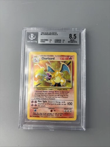 BGS 8.5 Pokemon Charizard Base Set Holo Unlimited Rare Card 4/102 (8.5,8.5,9,9)