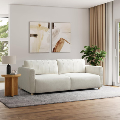 Ivory Galway 91.7'' Queen Sleeper Sofa with Dreamglide & Dreamcoil Comfort