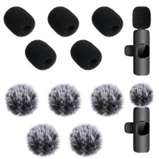 10Pcs Mini Furry Microphone Covers Foam, Wireless Cover Set...