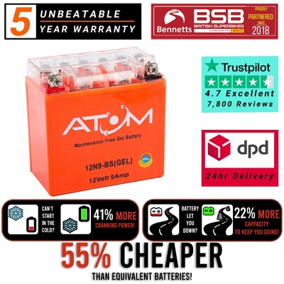 12N9-BS Atom Gel Motorradbatterie für Suzuki GT 380 72-77