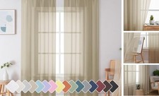 Sheer Curtains 72 Inches Long 2 Panels, Light 42"W x 72"L Pack of 2 Taupe