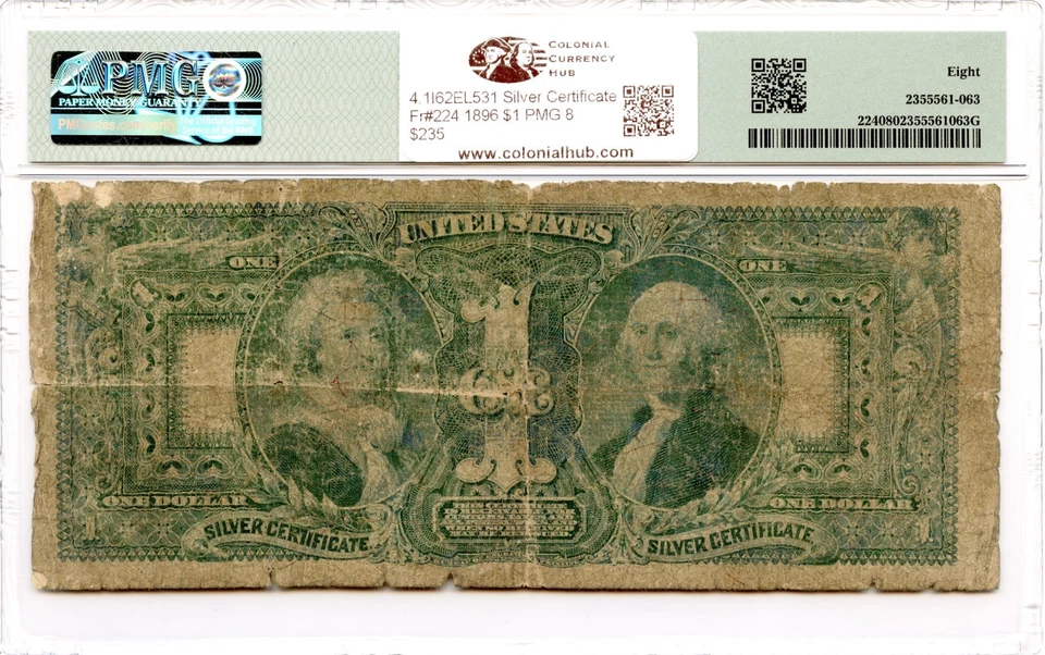 1896 $1 Silver Certificate Fr#224 PMG VG-8 *Educational* - Image 2 of 2