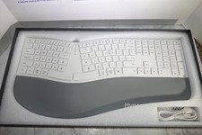 DeLUX Full Size Thin Wireless Ergonomic Split Keyboard, Palm Rest, Bluetooth