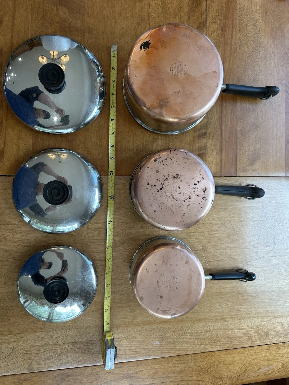 VTG Revere Ware 1801 Stainless Copper Bottom 6 Piece Sauce Pot Set 1 1.5 2 Qt