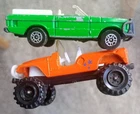 2 X CORGI JEEP WRANGLER 4X4 1985 + RANGE ROVER CONVERTIBLE DIE CAST VINTAGE CARS