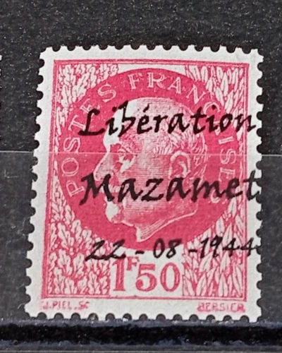 Local France 1944 Liberation Overprint MAZAMET  MNH