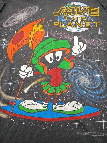 T-shirt vintage 1991 Anvil Marvin The Martian punto singolo taglia L Save The Planet - Foto 2 di 7
