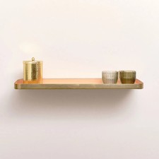 Gold & Peach Enamelled Metal Wall Shelf - 50cm storage bathroom bedroom display