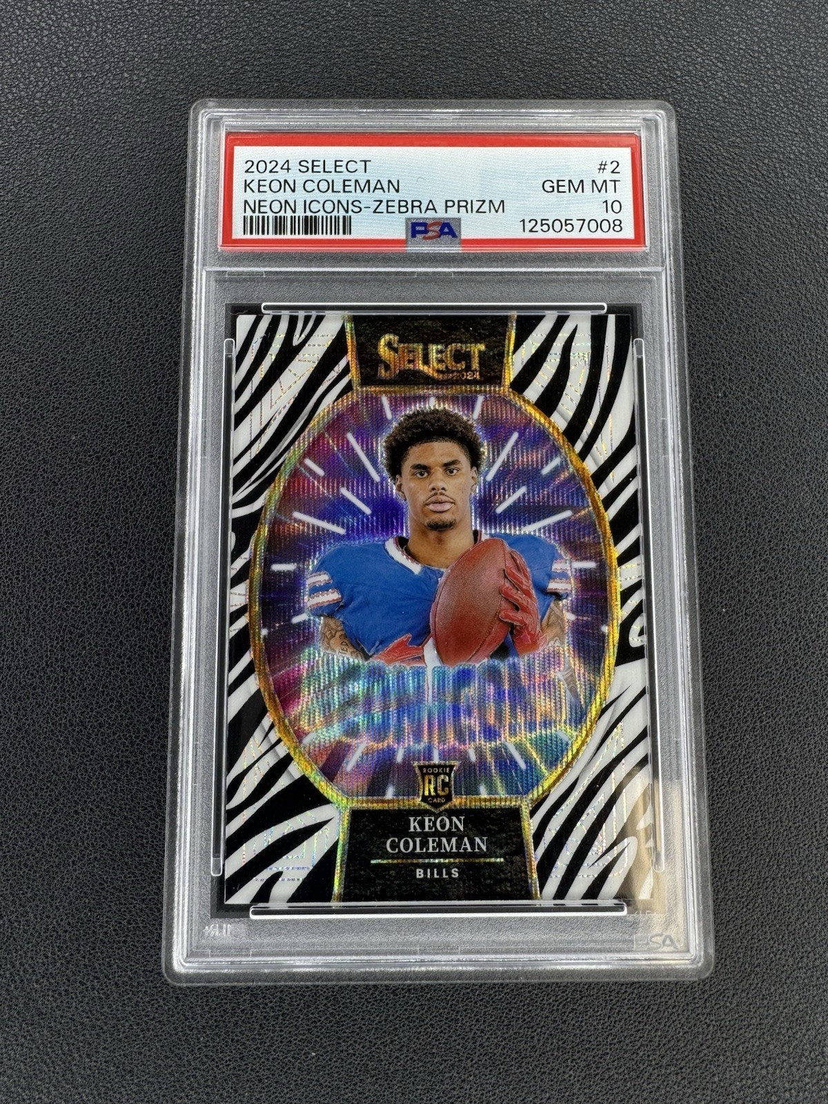 Keon Coleman Panini Select Neon Icons #2 Zebra