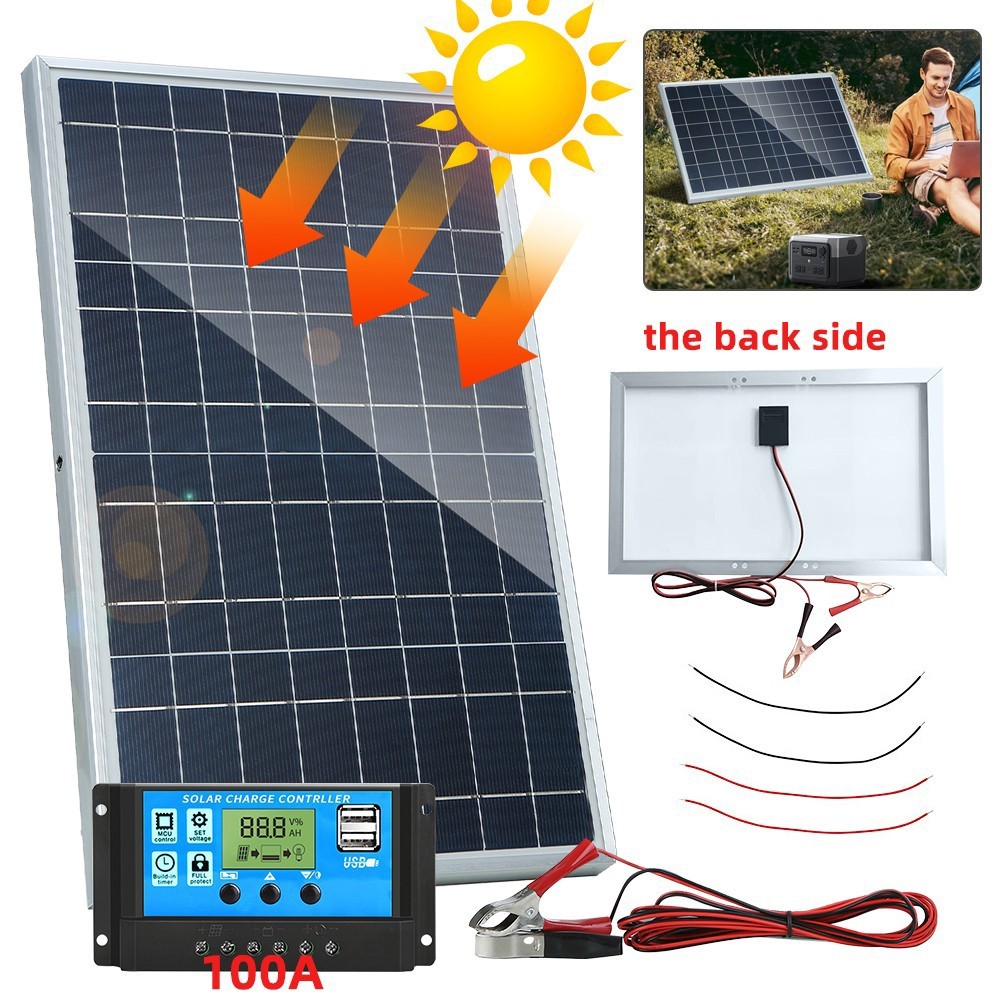 10 Watts Solar Panel Kit 100A 12V Battery Charger w/ Control