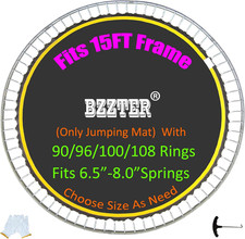 Durable 15FT Trampoline Replacement Mat, Fits 90-108 Rings, Includes Gloves