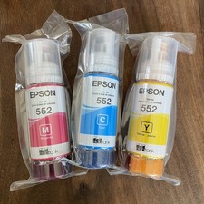 Lot 3 Epson 552 Dye Ink Bottle Refill EcoTank Magenta Cyan Yellow New Sealed