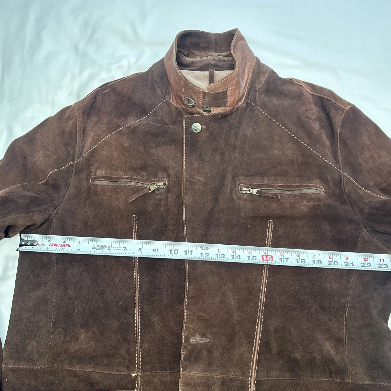 GIMO'S MENSWEAR Suede XL Jacket Brown Leather Utility Safari Field Blazer Italy - product detail image 13