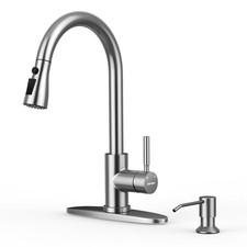 Kitchen Sink Faucet with Soap Dispenser, Kitchen Faucet with Pull Down Spraye...