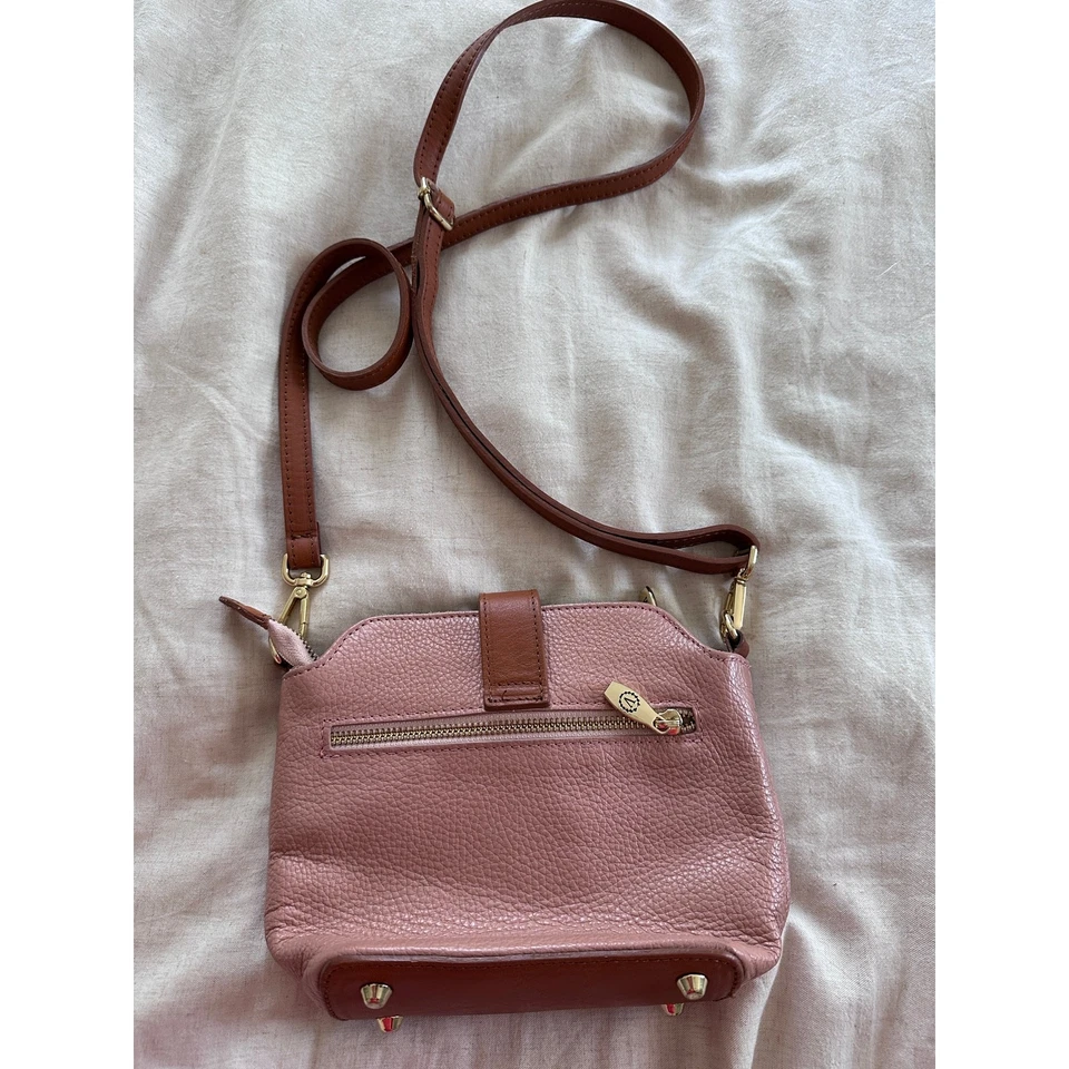 Bolso Bandolera Pequeño Bolso de Hombro Valentina Marrón Rosa Guijarro Cuero Italiano Foto 4 de 4