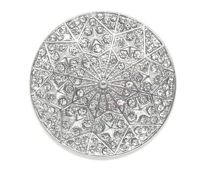 Brosche Schalclip Magnetclip Stern und Nieten mit klarem Strass silberfarben 5cm