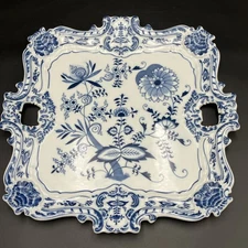 Blue Danube Large 15" Square Serving Platter Meissen Blue RARE
