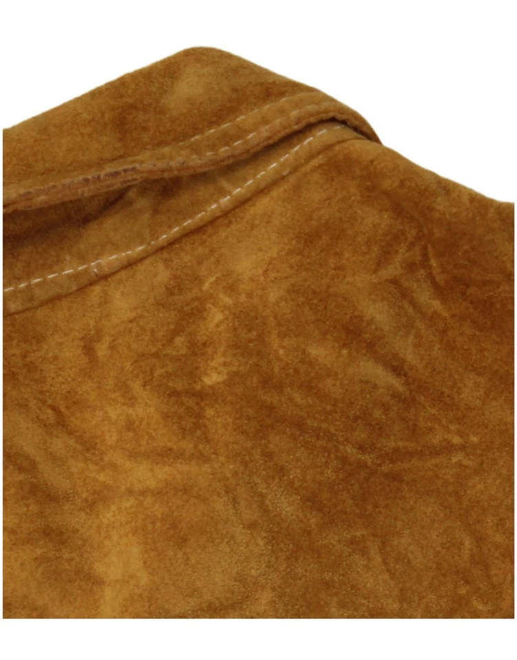 VINTAGE Mens Overshirt Suede Shirt Small Brown CS10 - Image 3 of 4